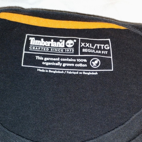 Timberland Black Tee with Neon Yellow Logo Block - Picture 8 of 10